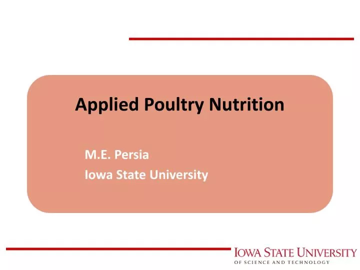applied poultry nutrition