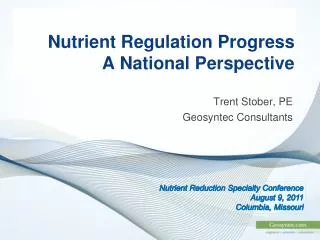 Nutrient Regulation Progress A National Perspective
