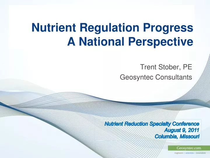 nutrient regulation progress a national perspective