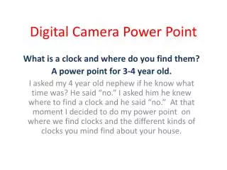 Digital Camera Power Point