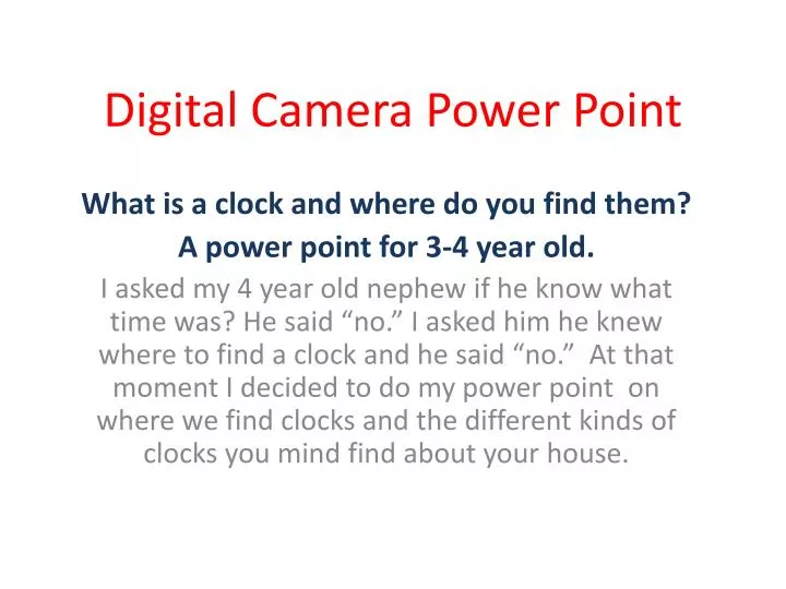 digital camera power point