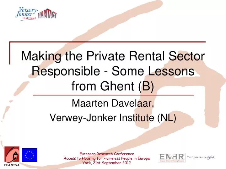 making the private rental sector responsible some lessons from ghent b