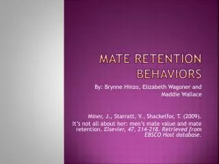 Mate Retention Behaviors