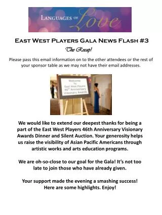East West Players Gala News Flash #3