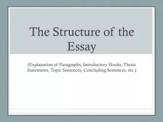 The Structure of the Essay