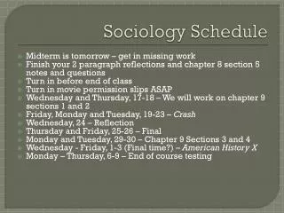 Sociology Schedule