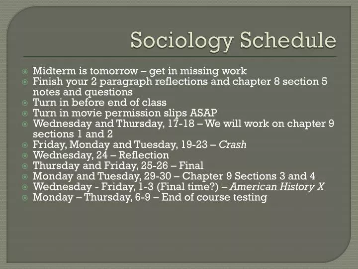 sociology schedule