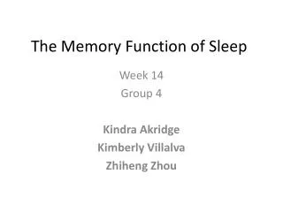 The Memory Function of Sleep