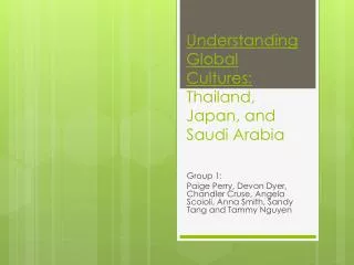 Understanding Global Cultures: Thailand, Japan, and Saudi Arabia