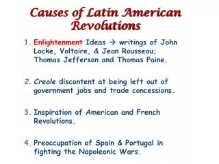 Causes of Latin American Revolutions