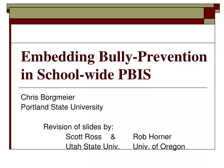 embedding bully prevention in school wide pbis
