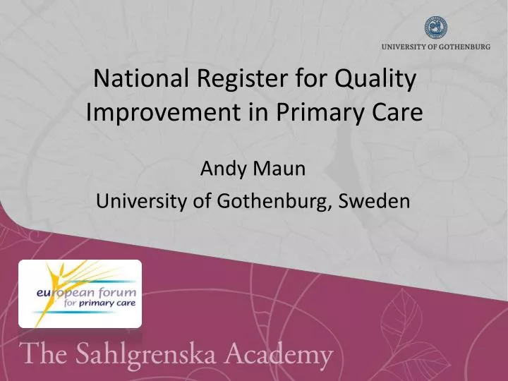 national register for quality improvement in primary care