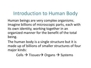 Introduction to Human Body