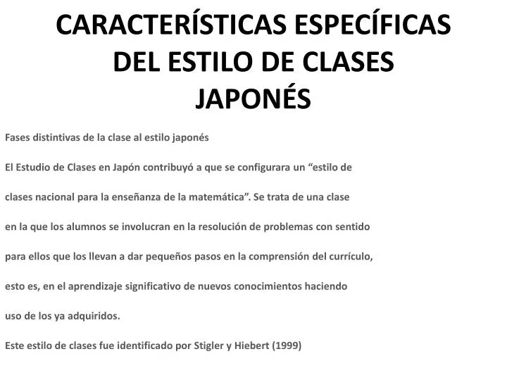 caracter sticas espec ficas del estilo de clases japon s