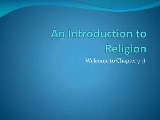 An Introduction to Religion