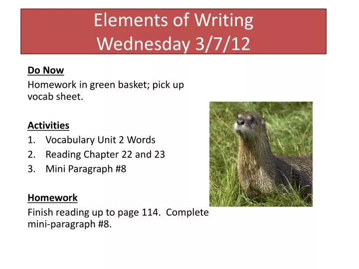 elements of writing wednesday 3 7 12