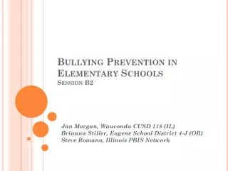 Bullying Prevention in Elementary Schools Session B2