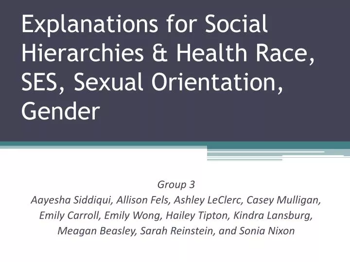 explanations for social hierarchies health race ses sexual orientation gender