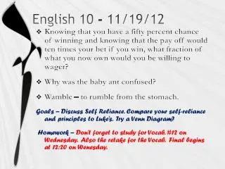 English 10 - 11/19/12