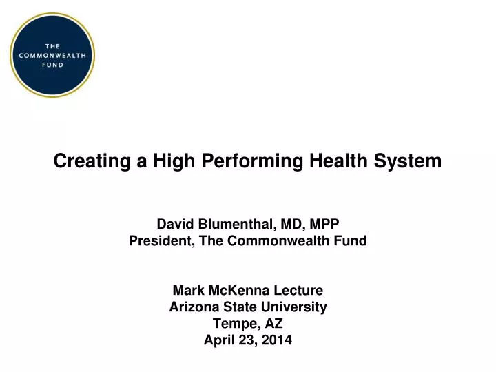 creating a high performing health system