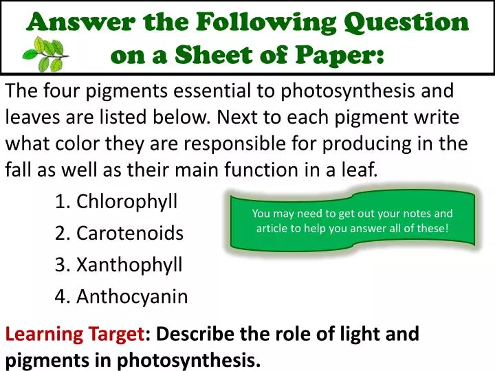 answer the following question on a sheet of paper