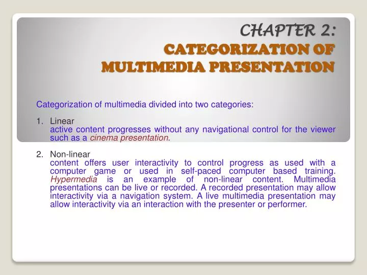 chapter 2 categorization of multimedia presentation