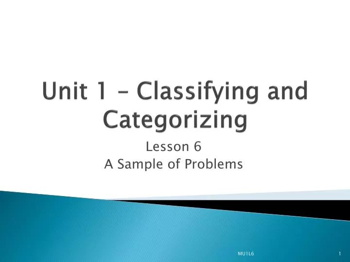 unit 1 classifying and categorizing