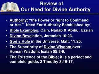 Review of Our Need for Divine Authority