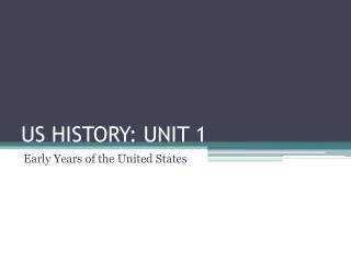 US HISTORY: UNIT 1