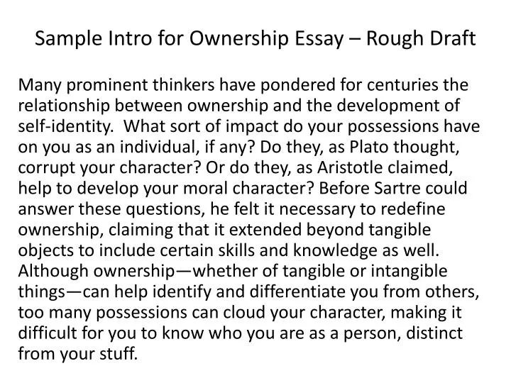 sample intro for ownership essay rough draft