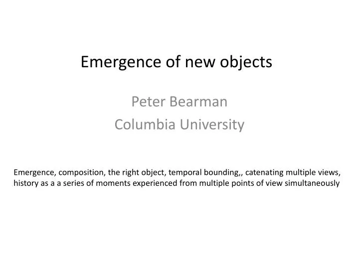 emergence of new objects