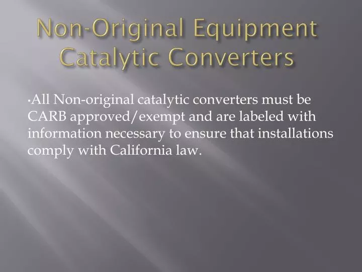 non original equipment catalytic converters