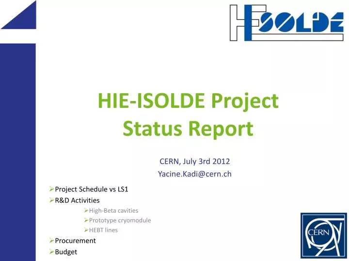 hie isolde project status report