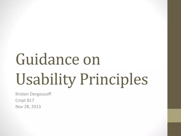 guidance on usability principles