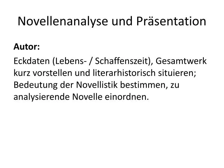 novellenanalyse und pr sentation
