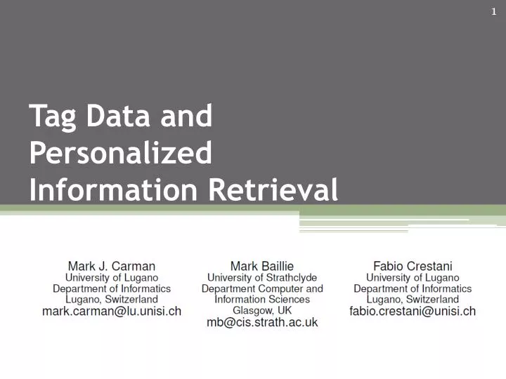tag data and personalized information retrieval