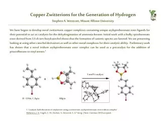 Copper Zwitterions for the Generation of Hydrogen Stephen A. Westcott, Mount Allison University