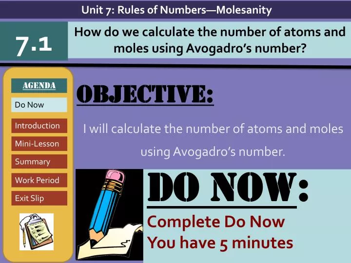 objective i will calculate the number of atoms and moles using avogadro s number