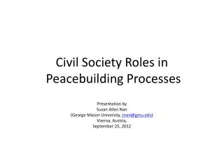 Civil Society Roles in Peacebuilding Processes