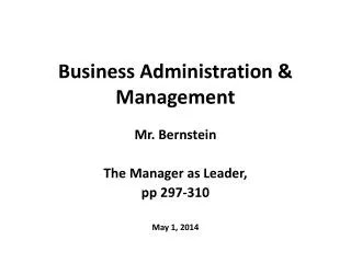 Business Administration &amp; Management