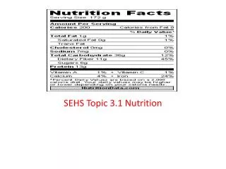 SEHS Topic 3.1 Nutrition