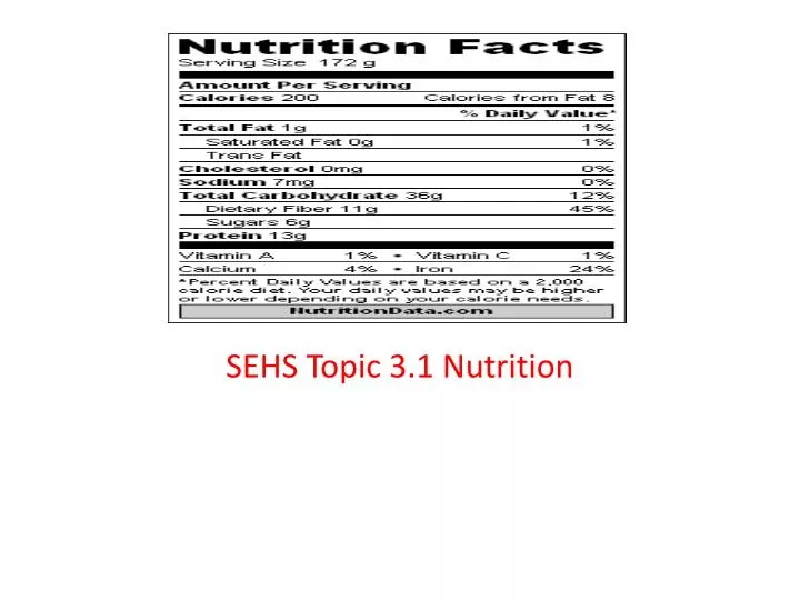 sehs topic 3 1 nutrition