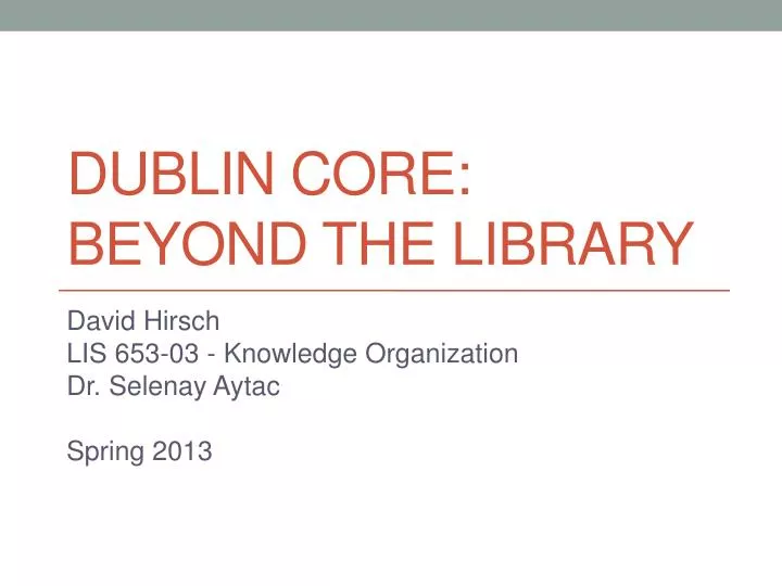 dublin core beyond the library