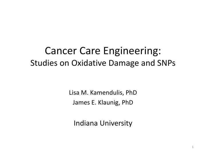 cancer care engineering studies on oxidative damage and snps