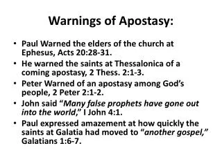 Warnings of Apostasy: