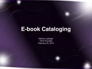 E-book Cataloging