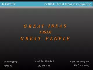 G-FSP3-T2 CZ1004 - Great Ideas in Computing
