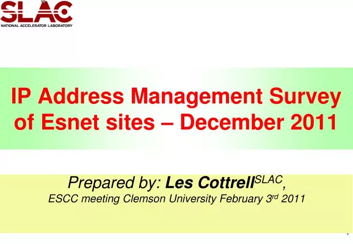 ip address management survey of esnet sites december 2011