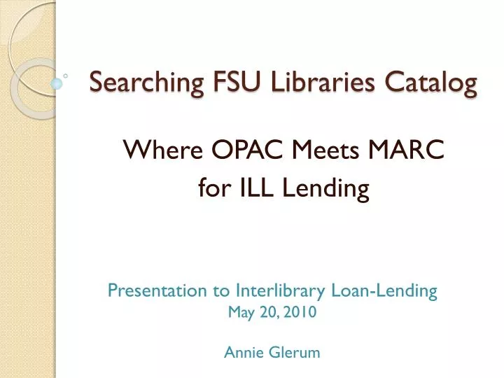 searching fsu libraries catalog