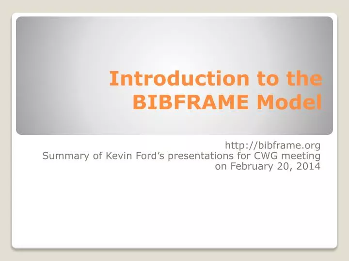 introduction to the bibframe model